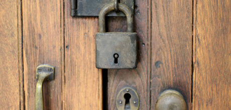 old lock on wood door